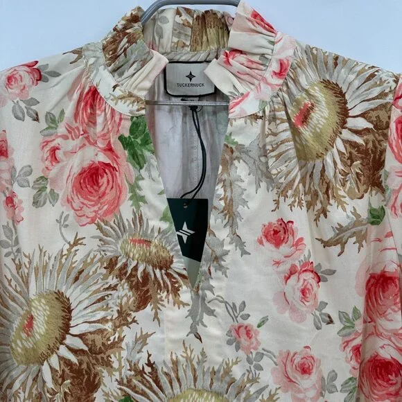 Tuckernuck Sun Faded Floral Crawford Dress sz XL Cotton A-Line Tiered Mini